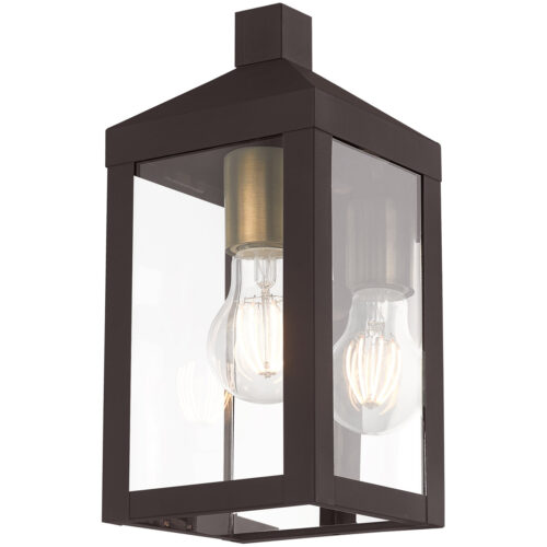 5 inch 1 Light Bronze Outdoor Wall Lantern with Clear Glass Shade-Lighting LumensLantern