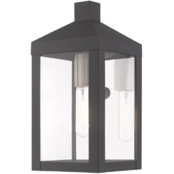 5 inch 1 Light Scandinavian Gray Outdoor Wall Lantern with Clear Glass Shade-Lighting LumensLantern