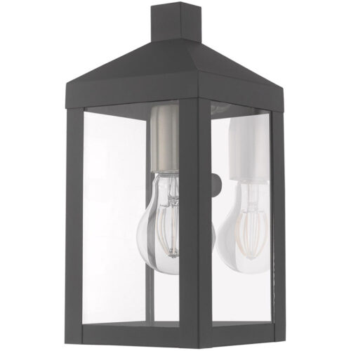 5 inch 1 Light Scandinavian Gray Outdoor Wall Lantern with Clear Glass Shade-Lighting LumensLantern