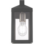 5 inch 1 Light Scandinavian Gray Outdoor Wall Lantern with Clear Glass Shade-Lighting LumensLantern