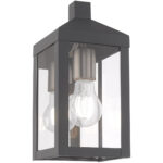 5 inch 1 Light Scandinavian Gray Outdoor Wall Lantern with Clear Glass Shade-Lighting LumensLantern