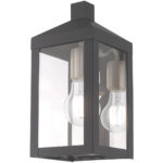 5 inch 1 Light Scandinavian Gray Outdoor Wall Lantern with Clear Glass Shade-Lighting LumensLantern