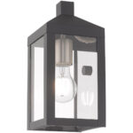 5 inch 1 Light Scandinavian Gray Outdoor Wall Lantern with Clear Glass Shade-Lighting LumensLantern