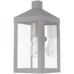 5 inch 1 Light Nordic Gray Outdoor Wall Lantern with Clear Glass Shade-Lighting LumensLantern