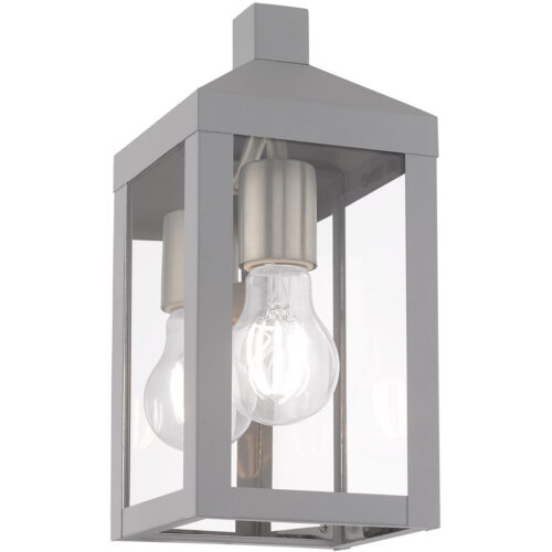 5 inch 1 Light Nordic Gray Outdoor Wall Lantern with Clear Glass Shade-Lighting LumensLantern