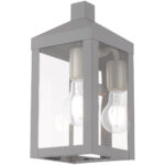 5 inch 1 Light Nordic Gray Outdoor Wall Lantern with Clear Glass Shade-Lighting LumensLantern