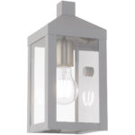 5 inch 1 Light Nordic Gray Outdoor Wall Lantern with Clear Glass Shade-Lighting LumensLantern