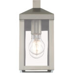 5 inch 1 Light Brushed Nickel Outdoor Wall Lantern with Clear Glass Shade-Lighting LumensLantern