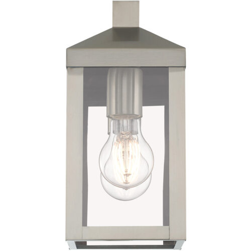 5 inch 1 Light Brushed Nickel Outdoor Wall Lantern with Clear Glass Shade-Lighting LumensLantern