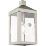 5 inch 1 Light Brushed Nickel Outdoor Wall Lantern with Clear Glass Shade-Lighting LumensLantern