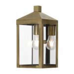 6.25 inch 1 Light Antique Brass Outdoor Wall Lantern with Clear Glass Shade-Lighting LumensLantern