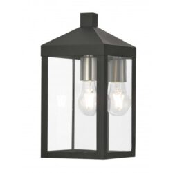 6.25 inch 1 Light Black Outdoor Wall Lantern with Clear Glass Shade-Lighting LumensLantern