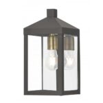 6.25 inch 1 Light Bronze Outdoor Wall Lantern with Clear Glass Shade-Lighting LumensLantern