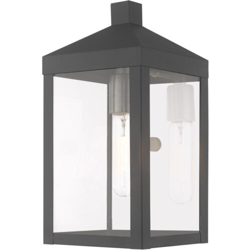 6.25 inch 1 Light Scandinavian Gray Outdoor Wall Lantern with Clear Glass Shade-Lighting LumensLantern