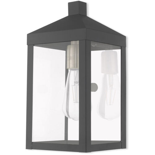 6.25 inch 1 Light Scandinavian Gray Outdoor Wall Lantern with Clear Glass Shade-Lighting LumensLantern