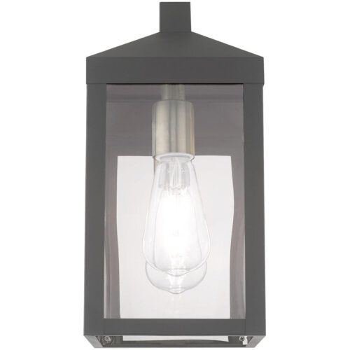 6.25 inch 1 Light Scandinavian Gray Outdoor Wall Lantern with Clear Glass Shade-Lighting LumensLantern