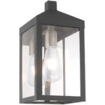 6.25 inch 1 Light Scandinavian Gray Outdoor Wall Lantern with Clear Glass Shade-Lighting LumensLantern