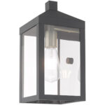 6.25 inch 1 Light Scandinavian Gray Outdoor Wall Lantern with Clear Glass Shade-Lighting LumensLantern