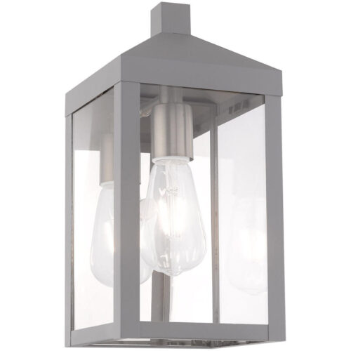 6.25 inch 1 Light Nordic Gray Outdoor Wall Lantern with Clear Glass Shade-Lighting LumensLantern