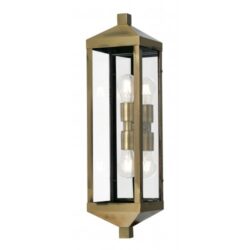 6.25 inch 2 Light Antique Brass Outdoor Wall Lantern with Clear Glass Shade-Lighting LumensLantern