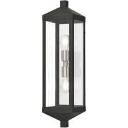 6.25 inch 2 Light Black Outdoor Wall Lantern with Clear Glass Shade-Lighting LumensLantern