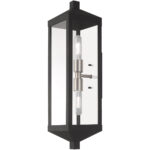 6.25 inch 2 Light Black Outdoor Wall Lantern with Clear Glass Shade-Lighting LumensLantern