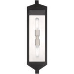 6.25 inch 2 Light Black Outdoor Wall Lantern with Clear Glass Shade-Lighting LumensLantern