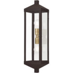 6.25 inch 2 Light Bronze Outdoor Wall Lantern with Clear Glass Shade-Lighting LumensLantern