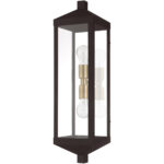 6.25 inch 2 Light Bronze Outdoor Wall Lantern with Clear Glass Shade-Lighting LumensLantern