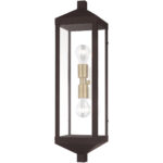 6.25 inch 2 Light Bronze Outdoor Wall Lantern with Clear Glass Shade-Lighting LumensLantern