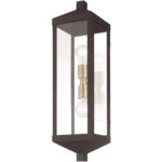 6.25 inch 2 Light Bronze Outdoor Wall Lantern with Clear Glass Shade-Lighting LumensLantern