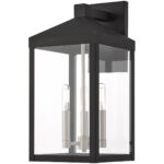 8.25 inch 3 Light Black Outdoor Wall Lantern with Clear Glass Shade-Lighting LumensLantern