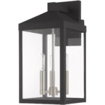 8.25 inch 3 Light Black Outdoor Wall Lantern with Clear Glass Shade-Lighting LumensLantern