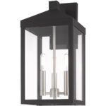 8.25 inch 3 Light Black Outdoor Wall Lantern with Clear Glass Shade-Lighting LumensLantern