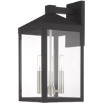 8.25 inch 3 Light Black Outdoor Wall Lantern with Clear Glass Shade-Lighting LumensLantern