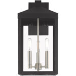 8.25 inch 3 Light Black Outdoor Wall Lantern with Clear Glass Shade-Lighting LumensLantern