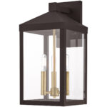 8.25 inch 3 Light Bronze Outdoor Wall Lantern with Clear Glass Shade-Lighting LumensLantern