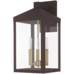 8.25 inch 3 Light Bronze Outdoor Wall Lantern with Clear Glass Shade-Lighting LumensLantern