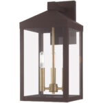 8.25 inch 3 Light Bronze Outdoor Wall Lantern with Clear Glass Shade-Lighting LumensLantern