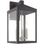 8.25 inch 3 Light Scandinavian Gray Outdoor Wall Lantern with Clear Glass Shade-Lighting LumensLantern