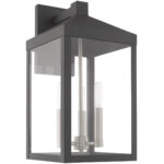 8.25 inch 3 Light Scandinavian Gray Outdoor Wall Lantern with Clear Glass Shade-Lighting LumensLantern