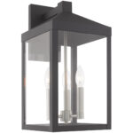 8.25 inch 3 Light Scandinavian Gray Outdoor Wall Lantern with Clear Glass Shade-Lighting LumensLantern