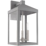 8.25 inch 3 Light Nordic Gray Outdoor Wall Lantern with Clear Glass Shade-Lighting LumensLantern