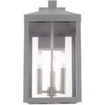 8.25 inch 3 Light Nordic Gray Outdoor Wall Lantern with Clear Glass Shade-Lighting LumensLantern