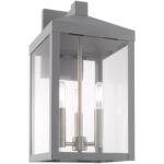 8.25 inch 3 Light Nordic Gray Outdoor Wall Lantern with Clear Glass Shade-Lighting LumensLantern