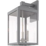 8.25 inch 3 Light Nordic Gray Outdoor Wall Lantern with Clear Glass Shade-Lighting LumensLantern