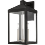 10.5 inch 3 Light Black Outdoor Wall Lantern with Clear Glass Shade-Lighting LumensLantern