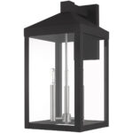 10.5 inch 3 Light Black Outdoor Wall Lantern with Clear Glass Shade-Lighting LumensLantern