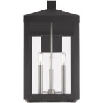 10.5 inch 3 Light Black Outdoor Wall Lantern with Clear Glass Shade-Lighting LumensLantern