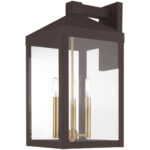 10.5 inch 3 Light Bronze Outdoor Wall Lantern with Clear Glass Shade-Lighting LumensLantern